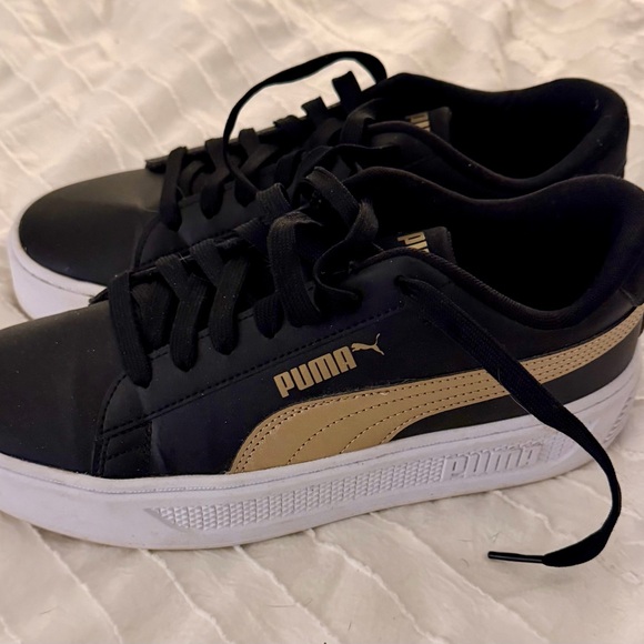 Puma Black and Gold Casual Sneakers - Picture 2 of 4